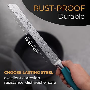 Orblue Premium Bread Knife 10-inch & Dough Docker Combo