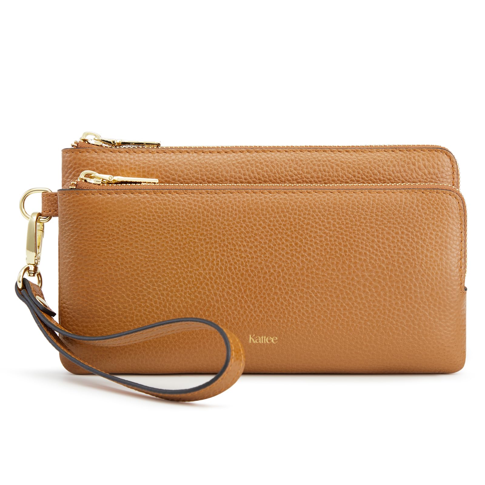 Kattee RFID Wallet Women, Leather Wristlet Wallets for Women, Slim Clutch Purses, with Credit Card Holder