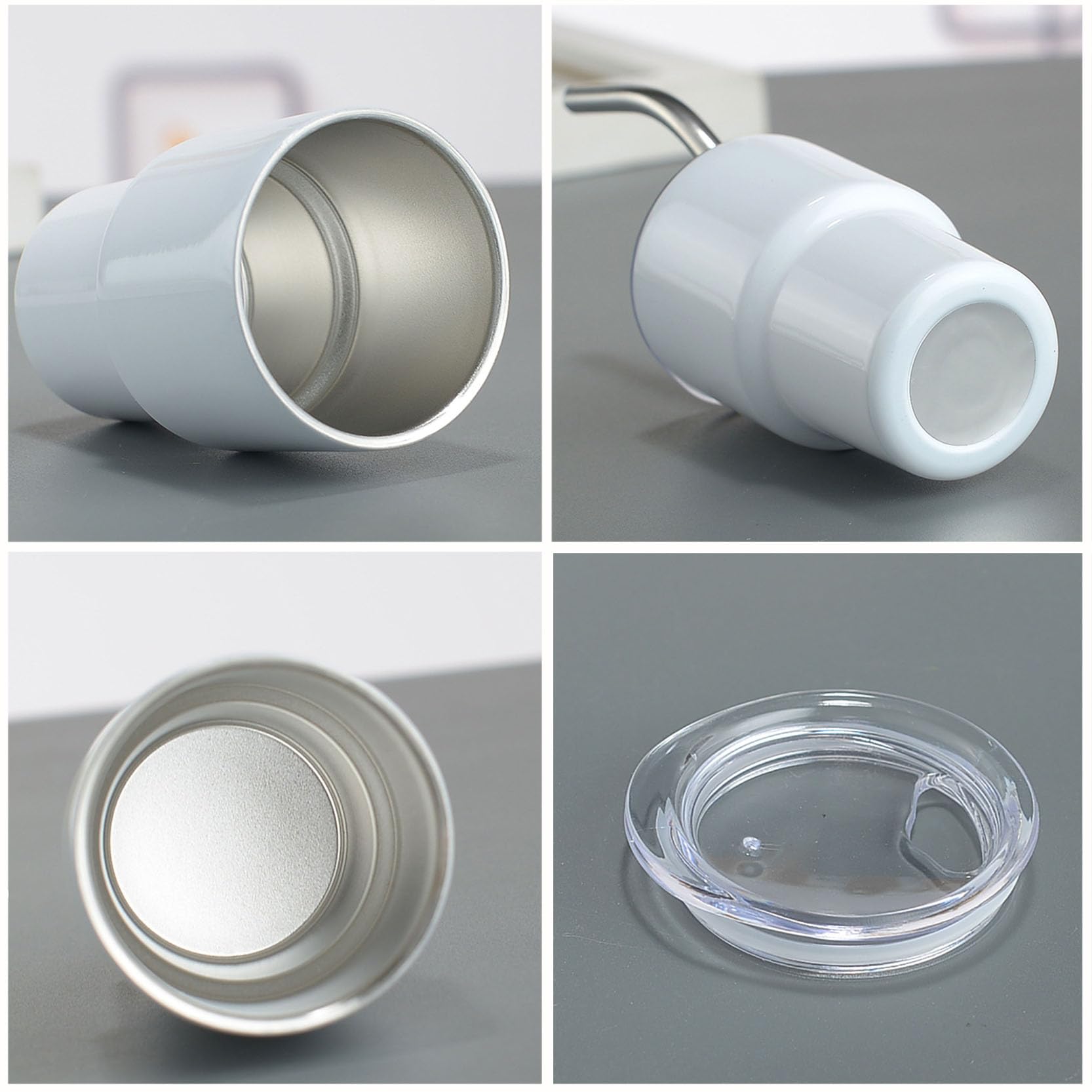 Paquet de 6 Verres à Shot avec Couvercle et Paille, Mini Verres à Shot à Double paroi par Sublimation de 2 oz, Petits gobelets en Acier Inoxydable,Orange-2oz