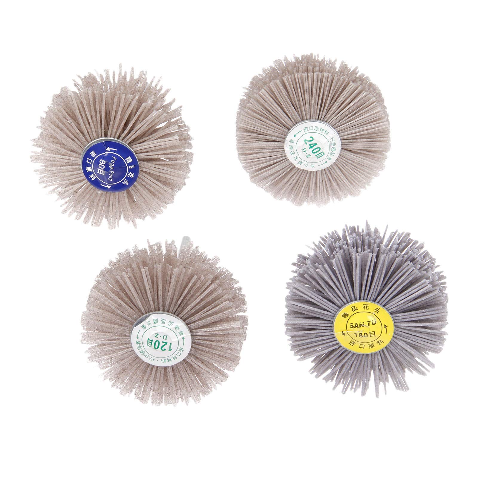 Cabezal de pulido y esmerilado 4pcs Abrasive Nylon Cepillo de rueda pulido pulido pulido Muela 80# 120# 180# 240# for accesorios de herramientas rotativas