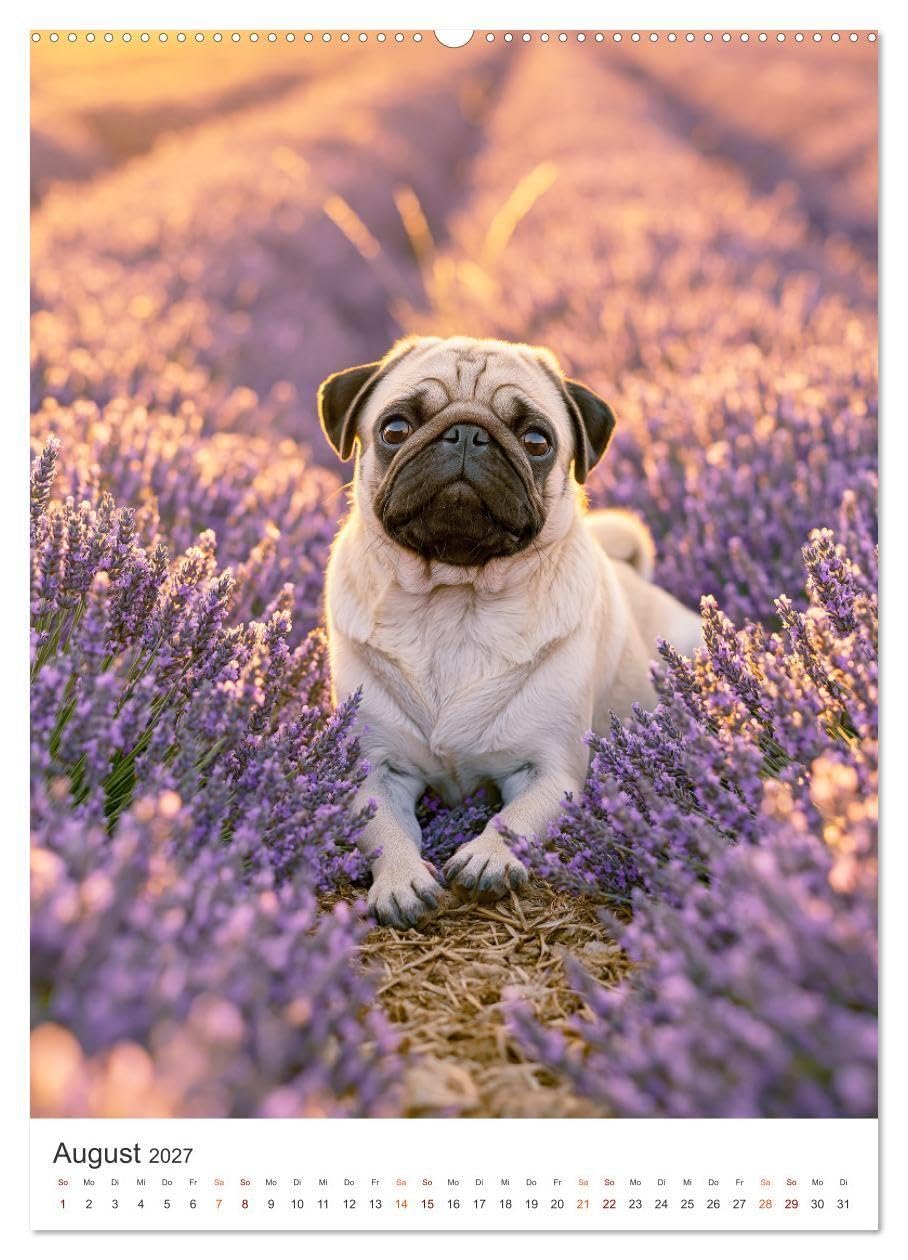 Mopsliebe (hochwertiger Premium Wandkalender 2027 DIN A2 hoch), Kunstdruck in Hochglanz: Dieser hochwertige Mops-Wandkalender begleitet durch das Jahr ... und stilvollen Bildern. (CALVENDO Tiere)