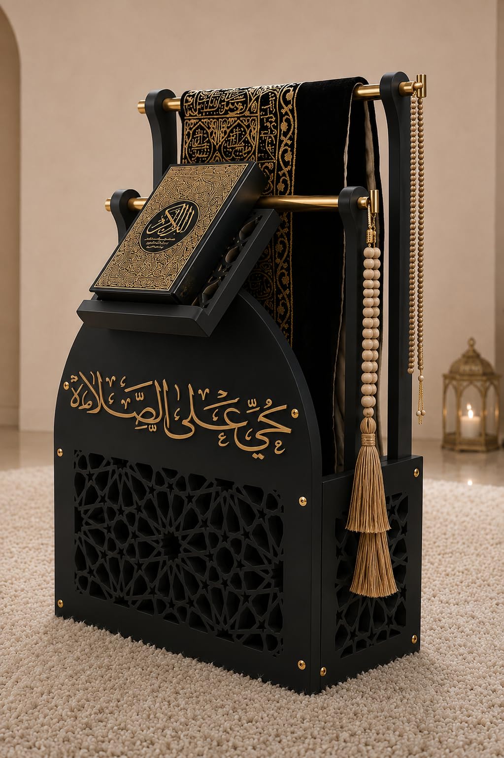 Tapis de Prière Musulman Rangement Coran Tesbih Support