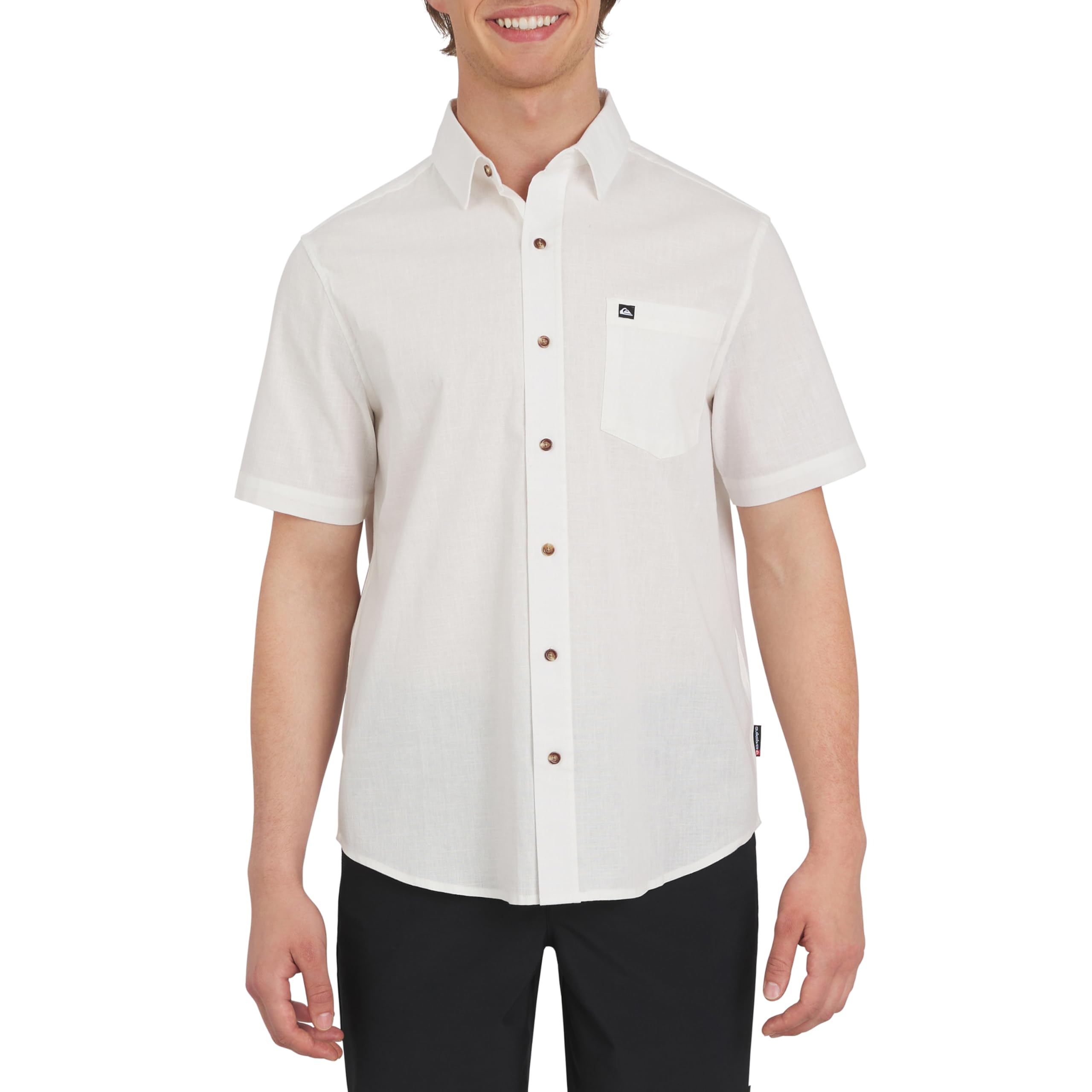 Quiksilver Men's Regular Fit Premium Cotton Woven Short Sleeve Button Up Casual Shirt