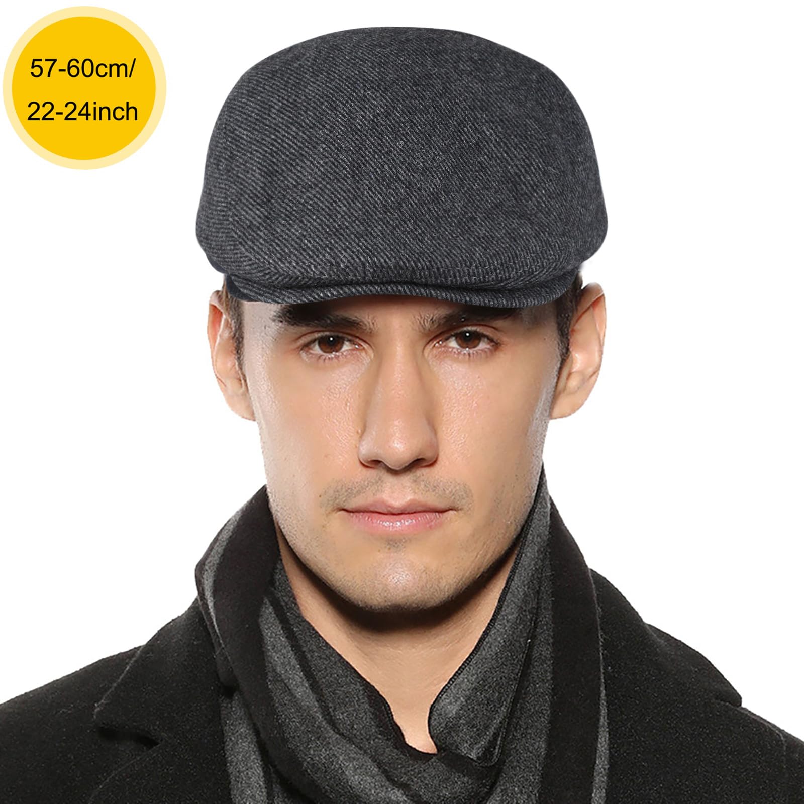 Superora Męska czapka wsuwana beret czapka bawełniana unisex czapka styl 1920 męska czapka z suwakiem zimowa ciepła płaska czapka z wzorem w kratkę, bawełniane czapki
