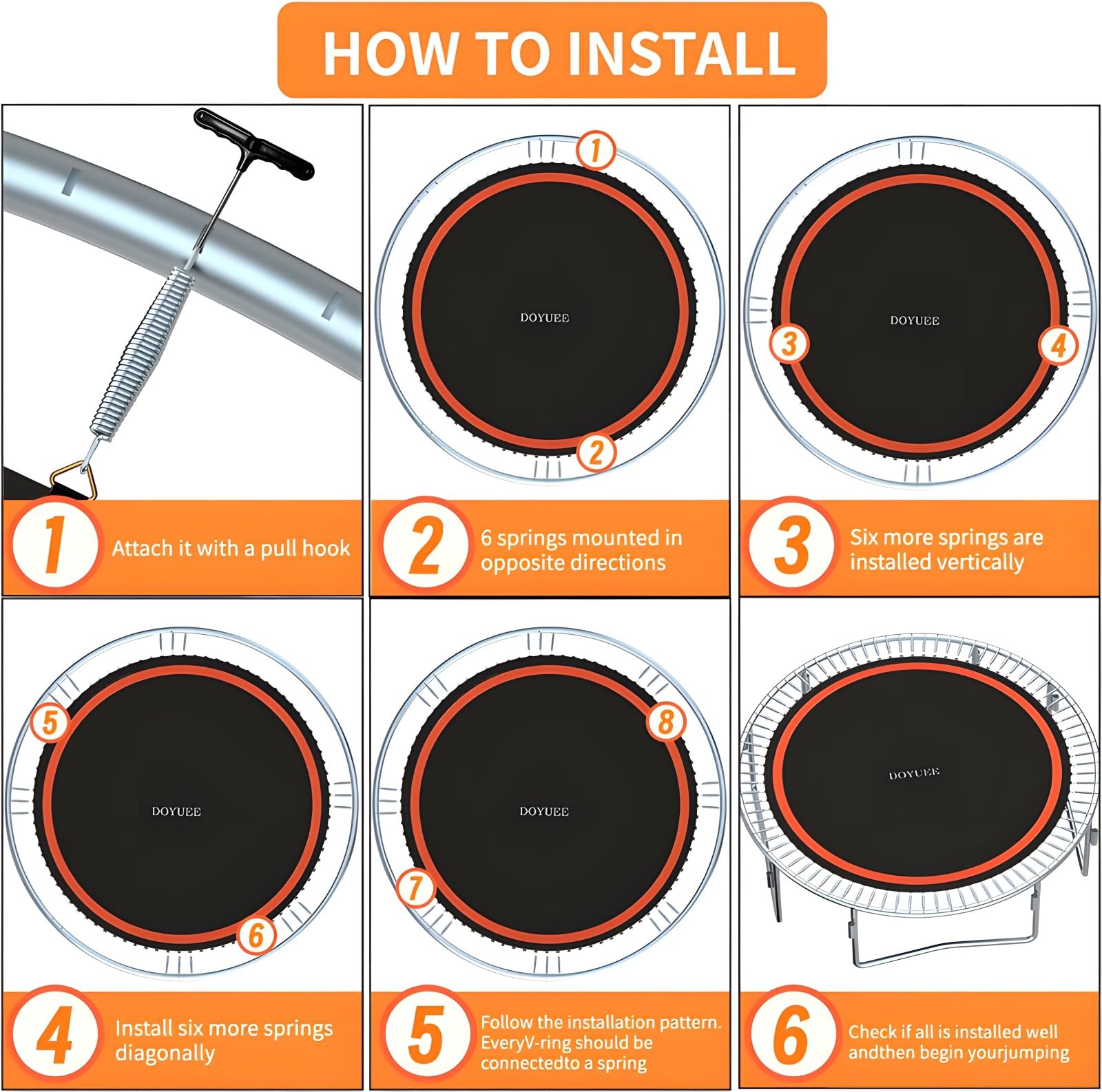 Replacement Trampoline Mat,Fits 6FT-16FT Round Trampoline Frame,8 Row Stitch Trampoline Jumping Mat, Waterproof, UV Resistant ,High Elastic PP,Resistant,Round Trampoline Mat Replacement Parts,16ft/108