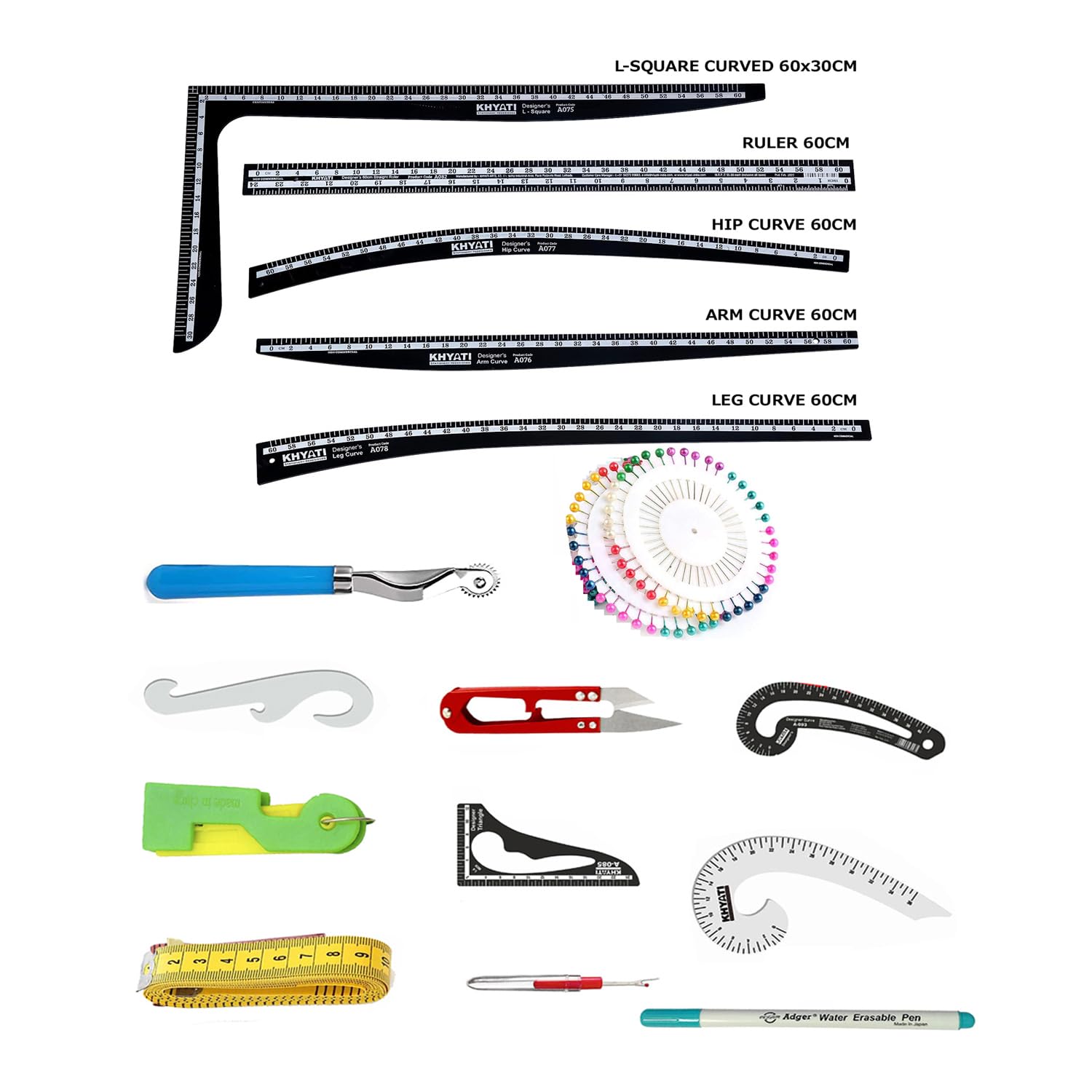 Kitoarts Tailoring Kit with Tailoring Accessories and Tailoring Scales Full Set – 17 Pcs Complete Sewing Tools for Professional and DIY Tailors