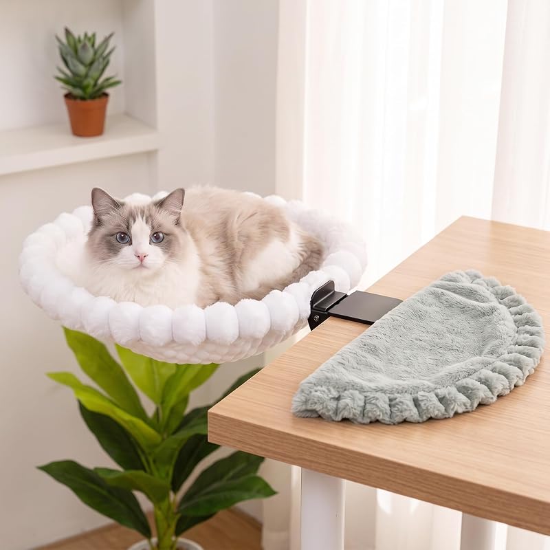 Cama Suspensa para Gatos com Estrutura Metálica e 2 Capas Laváveis Anywish – Cinza e Branca
