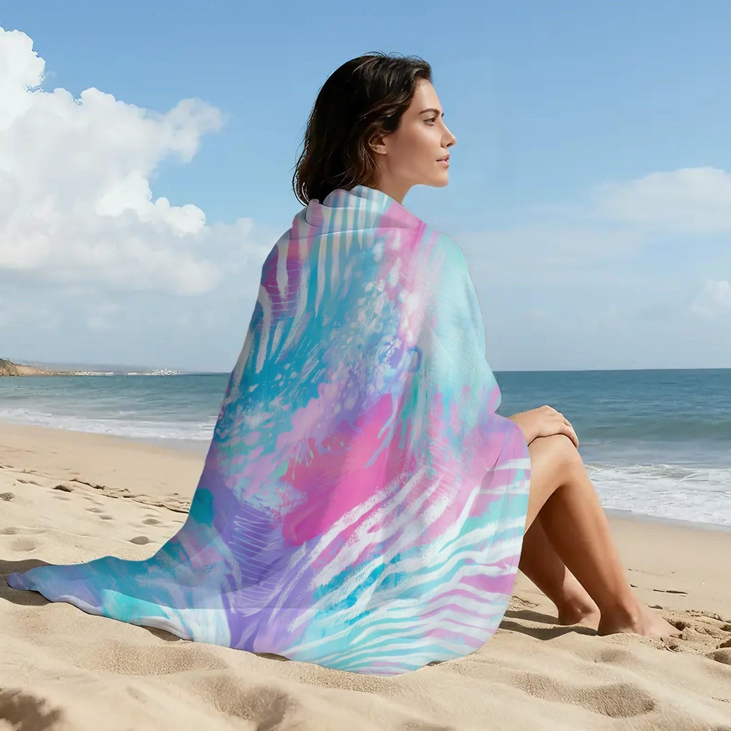 Générique Telo mare anti sabbia ad asciugatura rapida, 200 cm x 100 cm, elegante telo da spiaggia in microfibra, caldo, di lusso, ornato alla natura, melograno, assorbente, super coperta da spiaggia