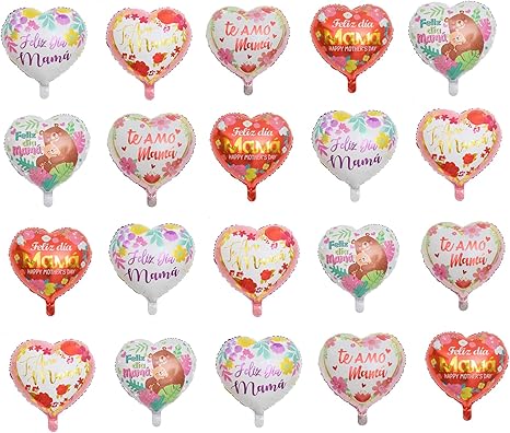 30-Piece Mother's Day Balloons Set - 20 Large 10'' & 10 Small 5'' Heart Foil Balloons For Party Decor