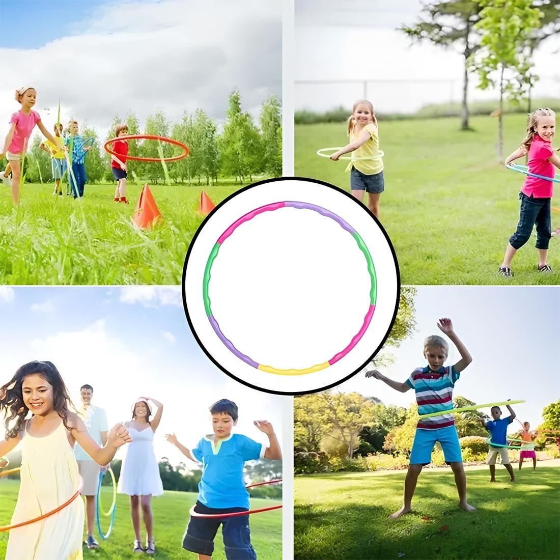HAGNA Hula Hoop Con Peso, Hula Hoop 8 Parti In Plastica Rimovibile E Una Corda Per Saltare, Ginnastica, Danza,Adulti(B)