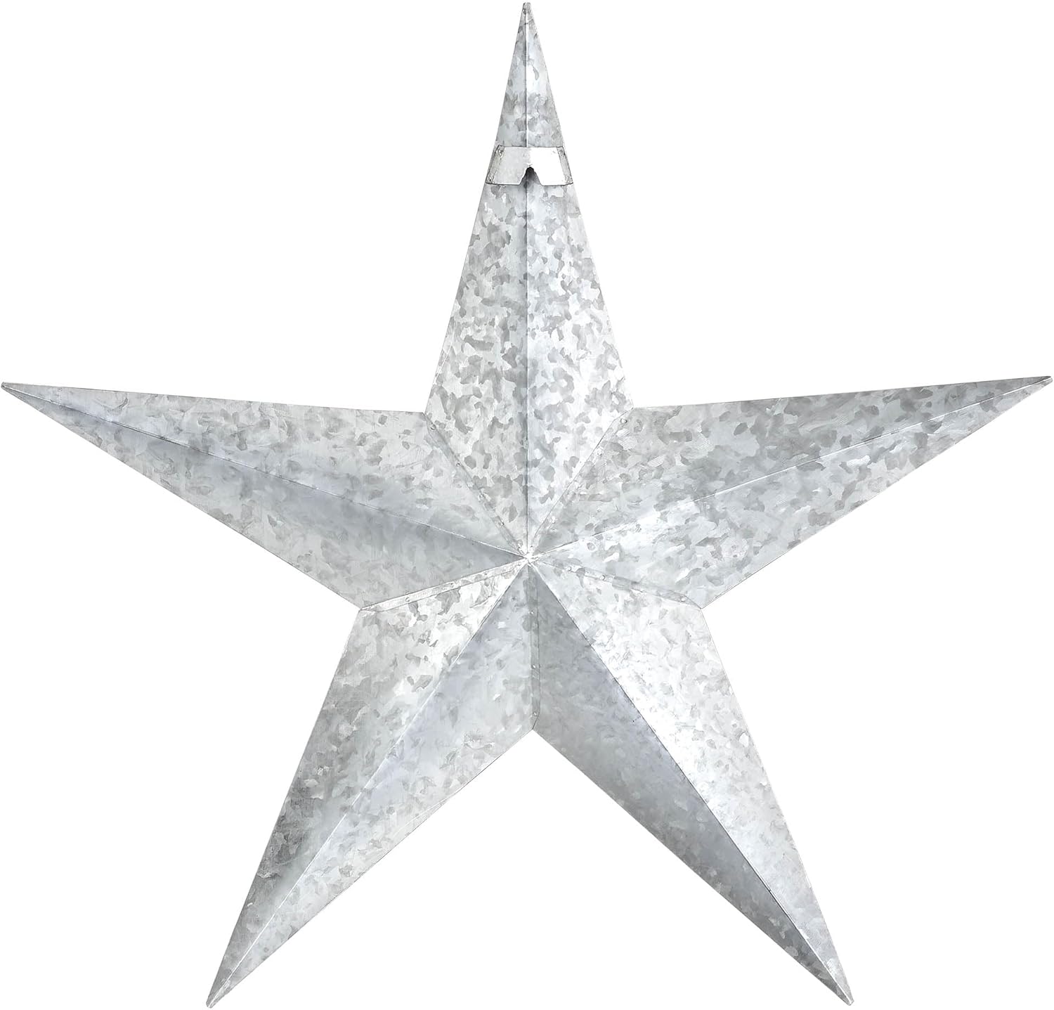VHC Brands Patriotic Faceted Metal Star Galvanized Wall Hanging 24x24, Independence Day Decor, American Star Design, Distressed Appearance Metal Wall Hanging
