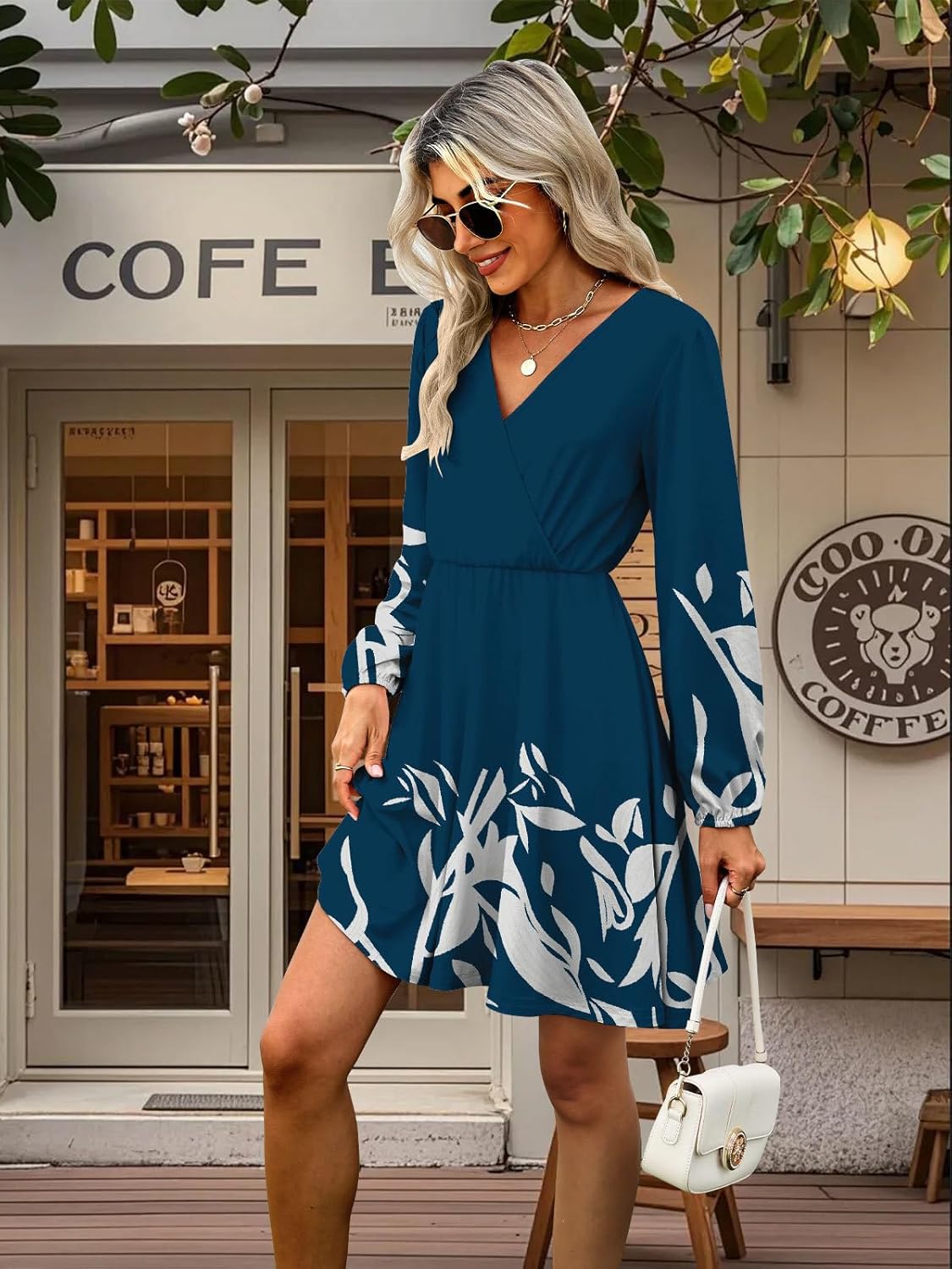 MixShe Summer Dresses for Women 2025 Wedding Guest Dress Fall Fashion Italian Outfits Elegant Classy Homecoming Clothing Plus Size Beach Vacation Clothes C Blue Floral X-Large - Image 6