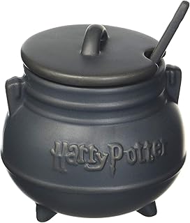 Taz&oacute;n de cer&aacute;mica para sopa, con forma de caldero negro de Harry Potter, con cuchara.