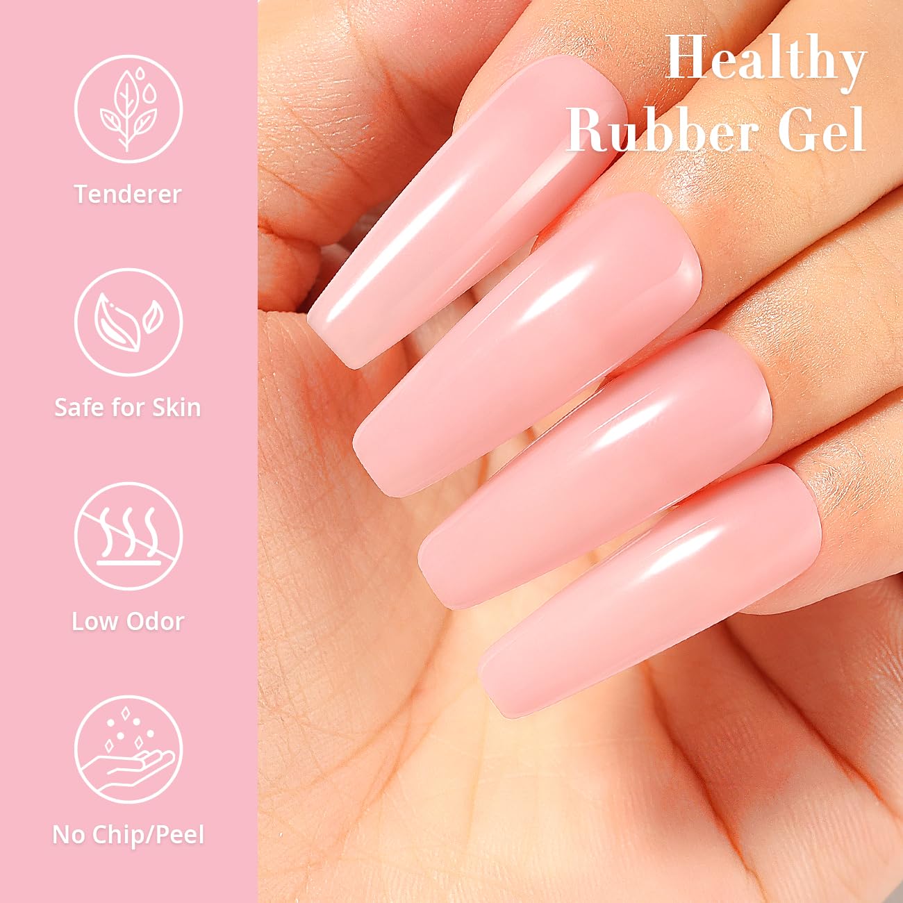 Nicedeco Base Rubber para Uñas Esmaltes Semipermanentes en Gel Base de Caucho UV/LED Soak-Off Colores Vibrantes y Duraderos 15ML 22 — view 3