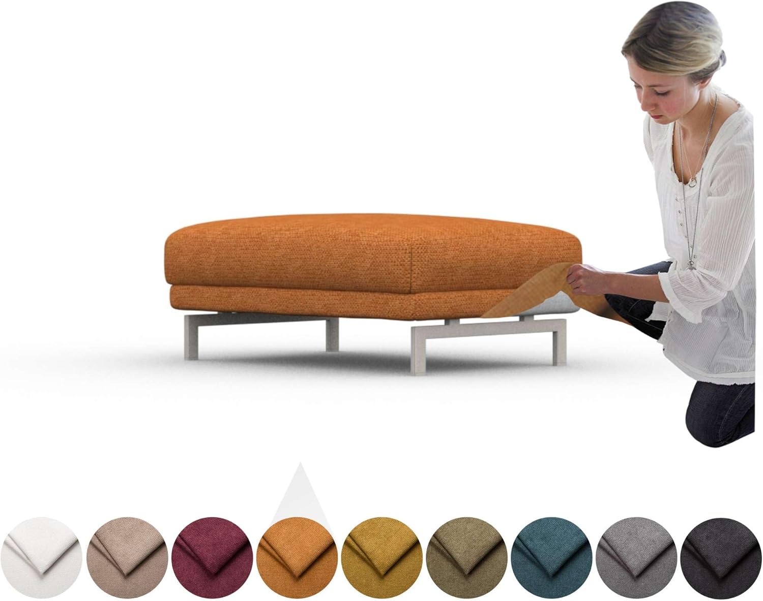 comfortly Cover for Nockeby Footstool, Replacement Slipcover, Heavy Duty 1 pcs Cover, Soft Durable Washable Fabric, Easy to Clean & Replace (Crown - Olive)