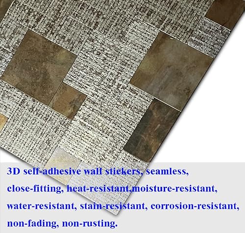 Miniatura 5 de YMMXGE Azulejos metálicos para salpicaduras de 10 hojas, adhesivo de aluminio autoadhesivo de alta calidad para pared de cocina (10 unidades,