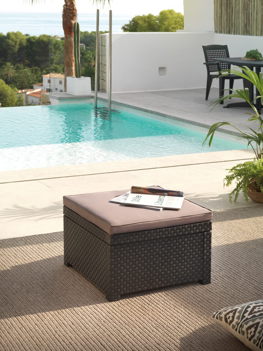 SP Berner Shaf - Diva | Puff Exterior para Muebles de Jardin - Taburete Bajo de Jardin | Fabricado en España con Materiales Reciclados - Color Wengué