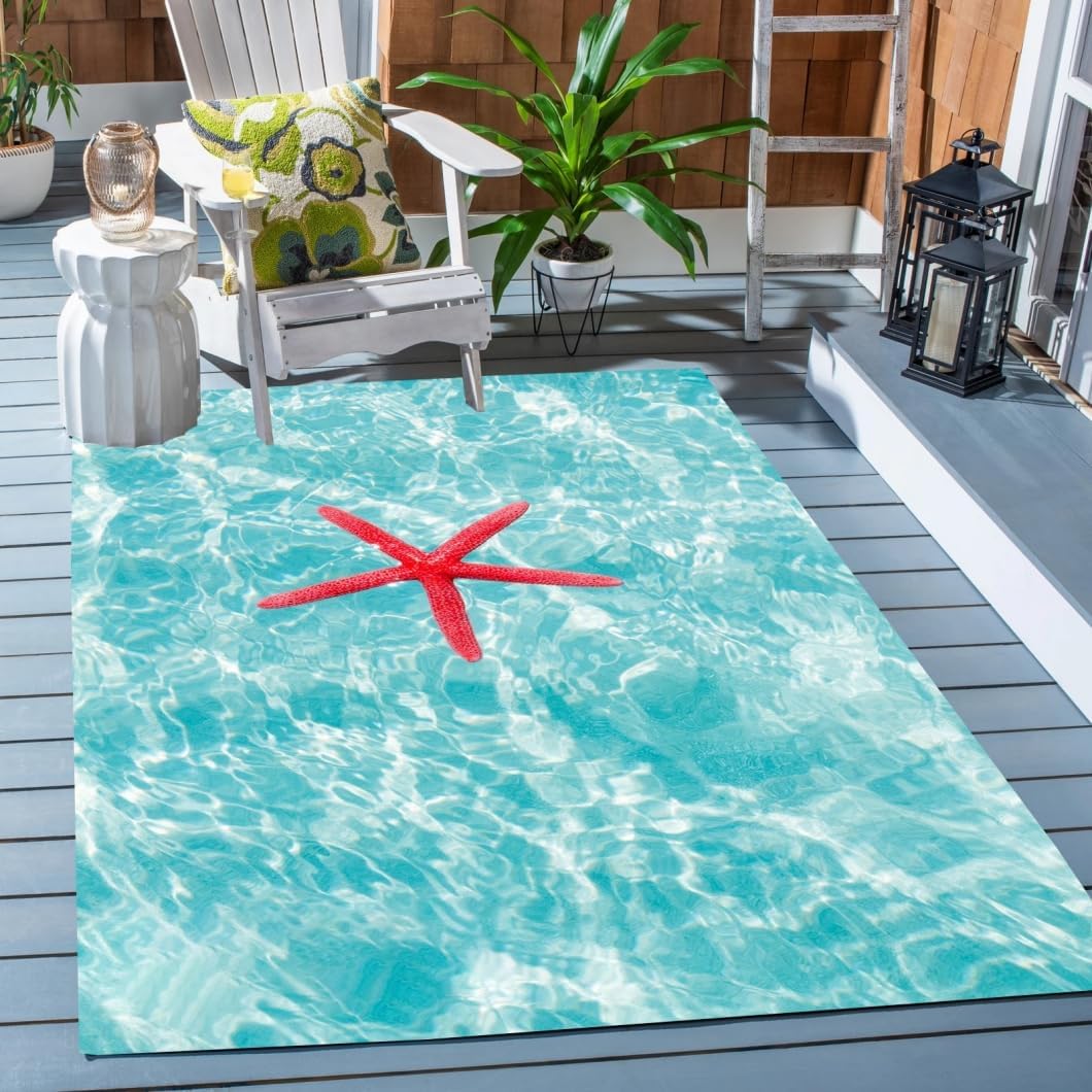 Amazon.com: 3D Ocean Pool Starfish Modern Cute Indoor Outdoor Rug 8x10 ...