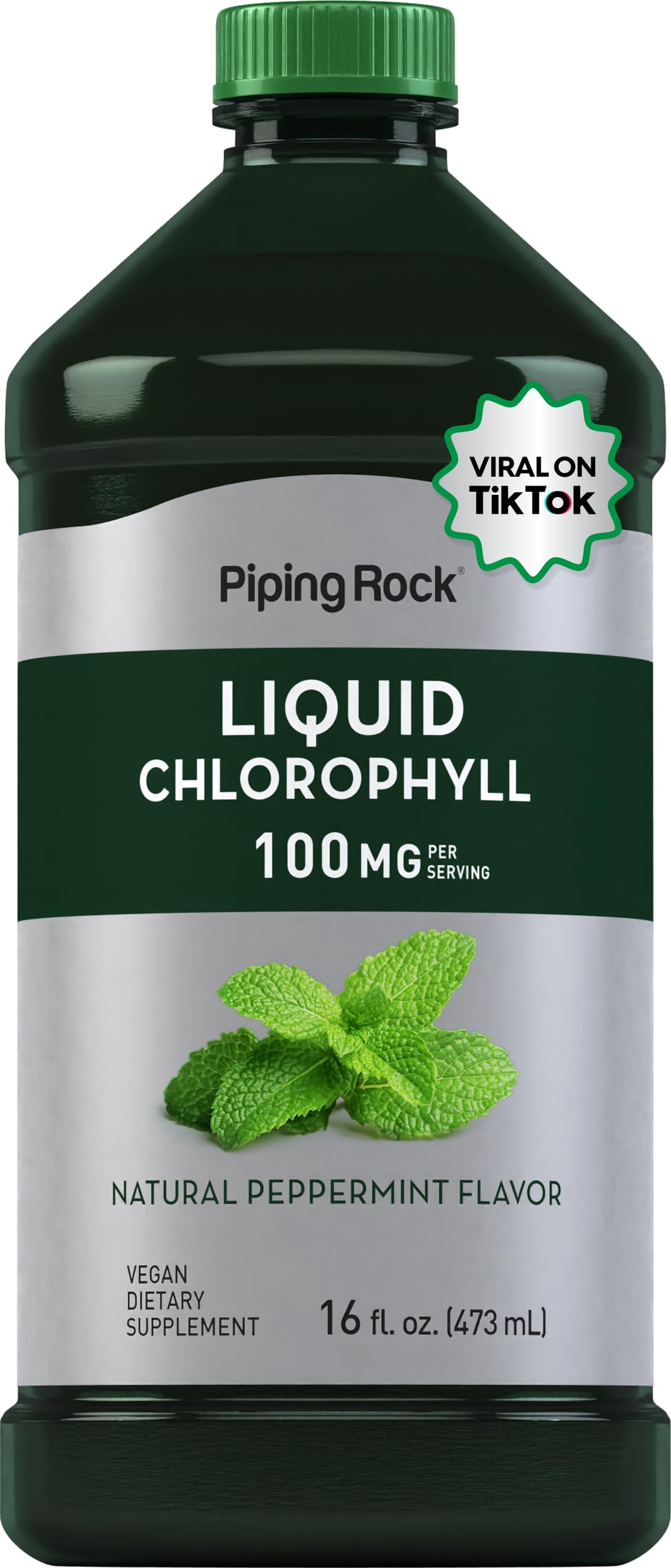 Liquid Chlorophyll 100mg | 16 oz | Mint Flavor | for Women & Men | Vegan, Non-GMO, and Gluten Free Formula