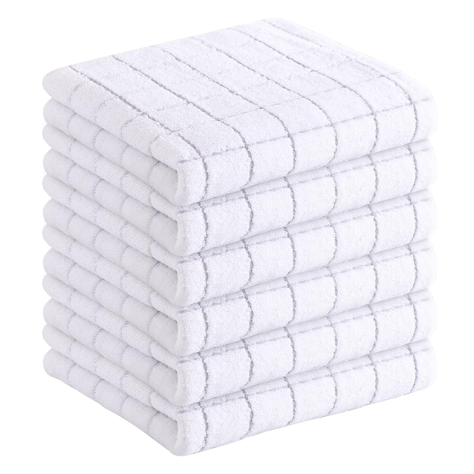 Homaxy 100% Cotton Terry Kitchen Towels, 6 Pack, White