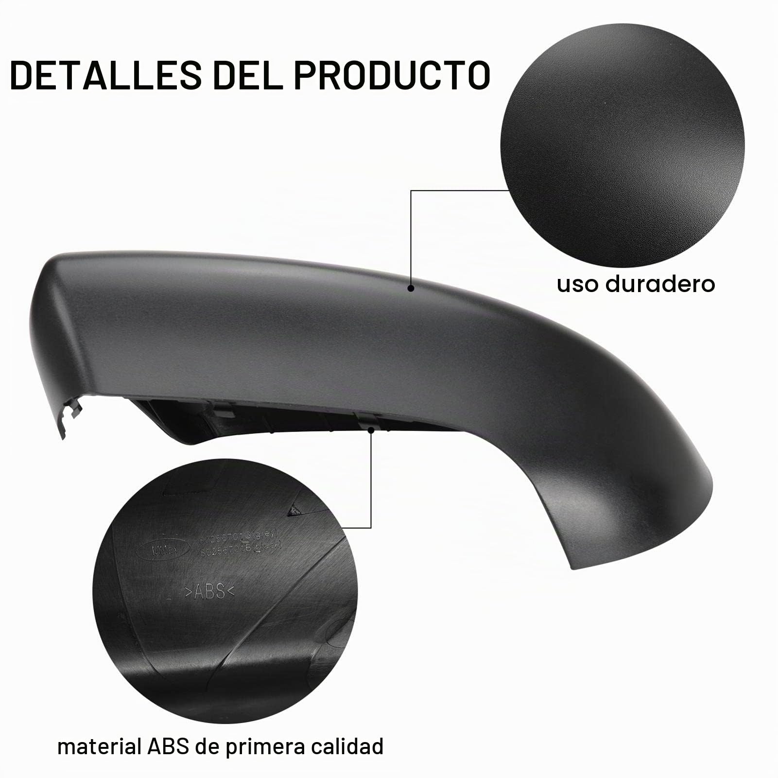 Par de cubiertas de retrovisores de repuesto para Nissan Qashqai 2007-2014, tapa de carcasa de espejo retrovisor izquierdo y derecho (negro)