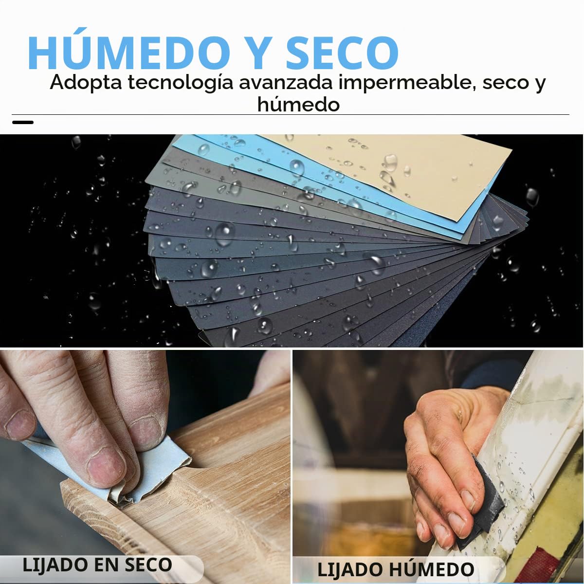 Kit de papel de lija. Papel de lija ultrafino de grano 120 a 10000, 17 tipos de granos, adecuado para lijado de metal, madera, plástico y automóviles (9 x 3,6 pulgadas17 hojas) FEIHU