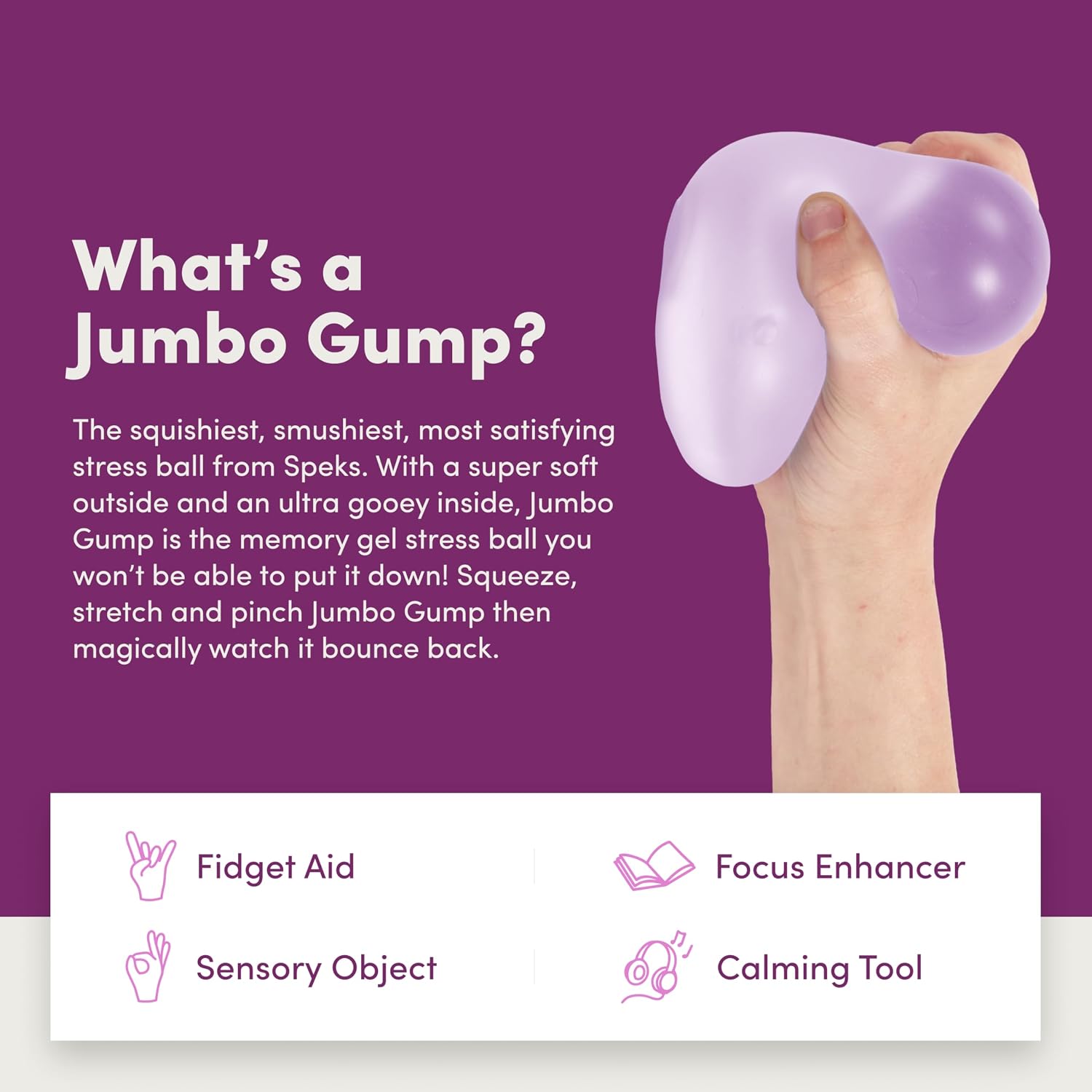 Speks Jumbo Gump Stress Balls | Ultra Soft Squishy Fidget Toy for Adults & Teens | Stress Relief & Desk Toy | Mist