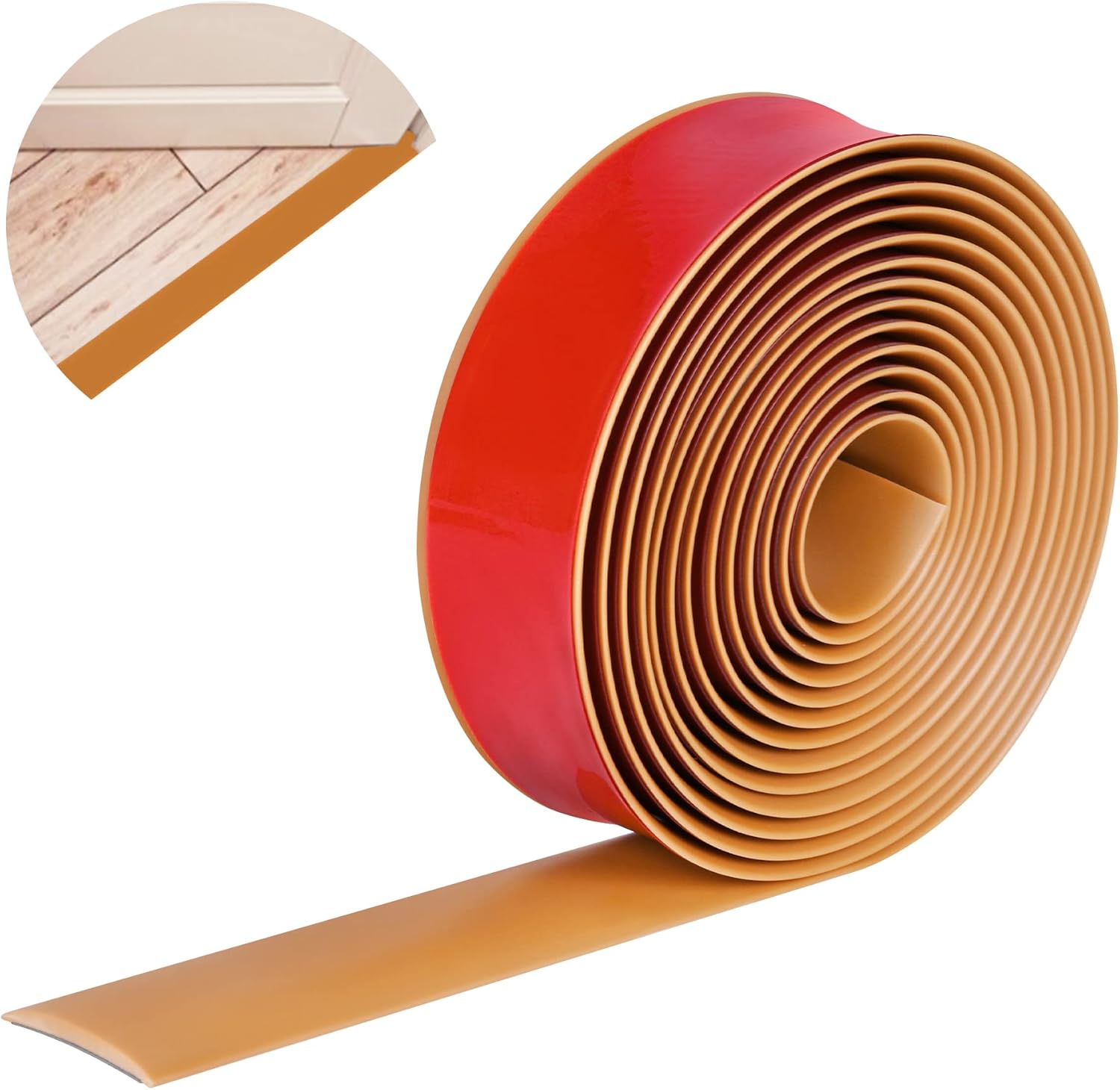 19.7Ft PVC Door Bar Floor Edge Trim, Light Brown Self Adhesive