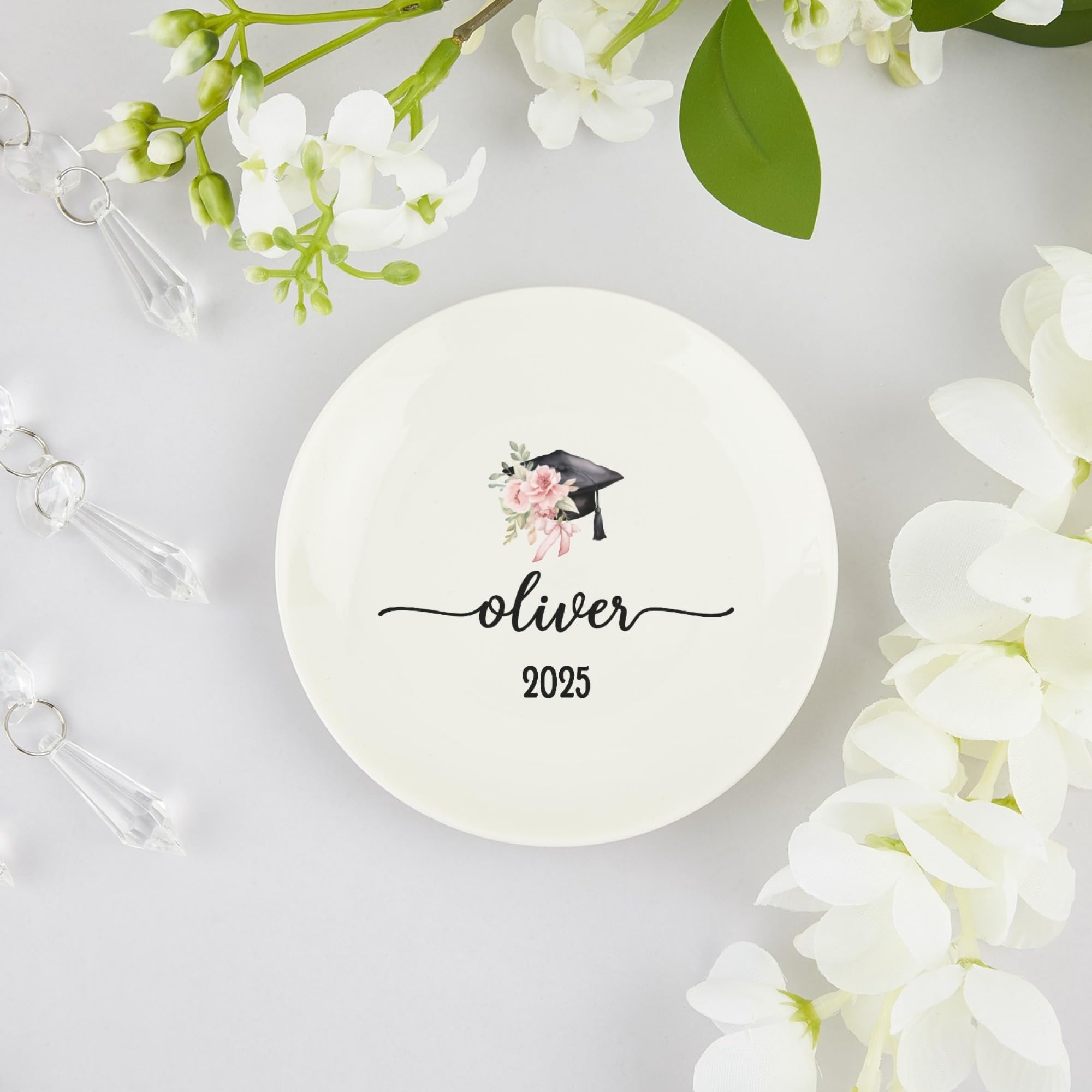 Personalized "Now Hotter By One Degree" Ceramic Ring Dish - Class Of 2025 Graduation Gift For Her - View #6