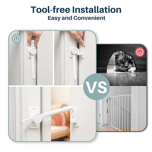 Miniatura 6 de Inaya Paquete de 2 manijas de puerta a prueba de niños y correa ajustable Inaya para seguridad de niños y pestillo de puerta de gato