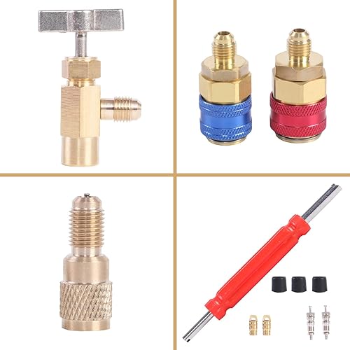 Miniatura 9 de JIFETOR Juego de manómetros de colector de CA de 3 vías, herramienta de carga de diagnóstico HVAC para refrigerante R404A R134A R134A con