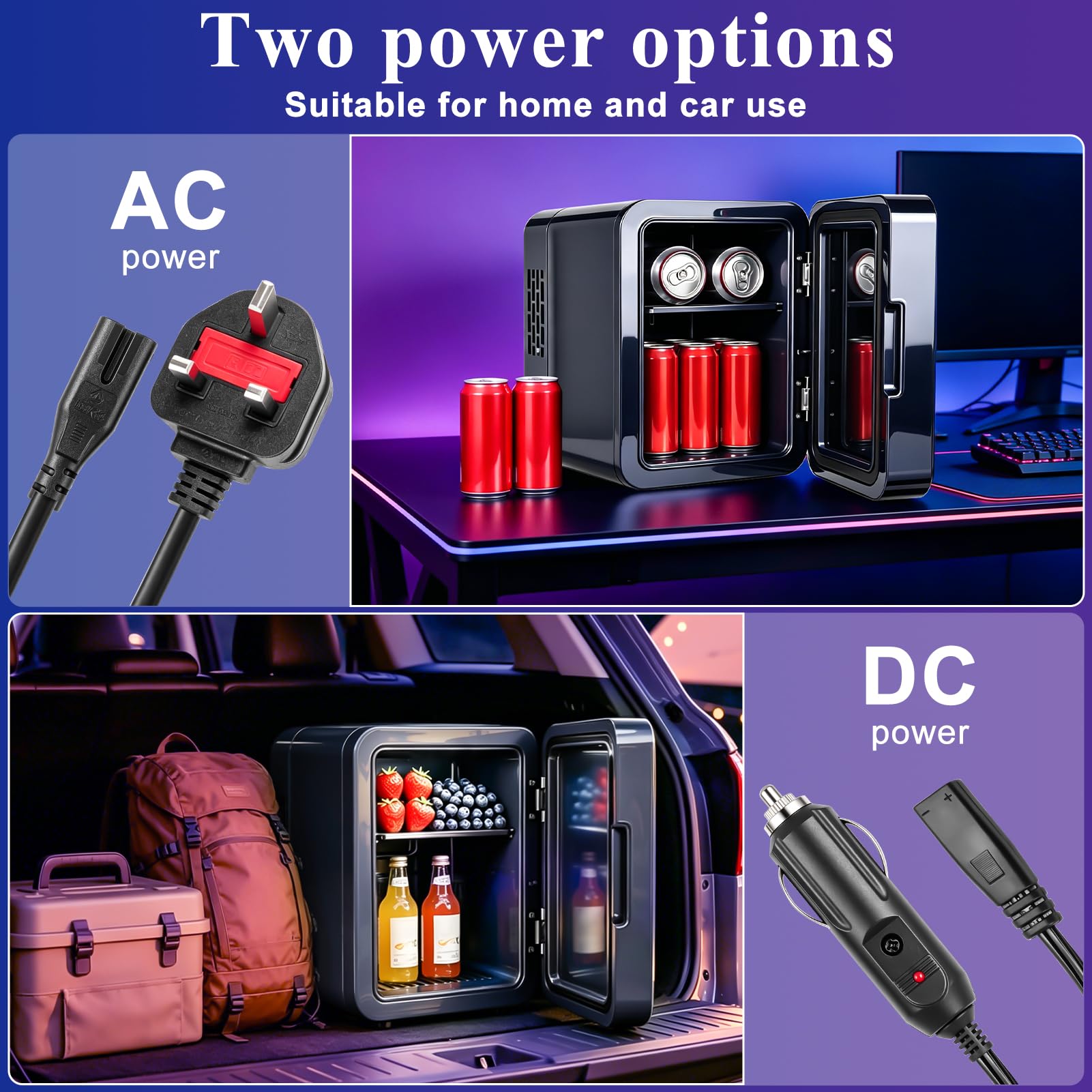 Nevera mini de 4 litros, termoeléctrica, refrigerador cosmético, refrigerador y calor (40 dB, 36 W, CC/AC), pequeño frigorífico portátil silencioso para coche, oficina, dormitorio