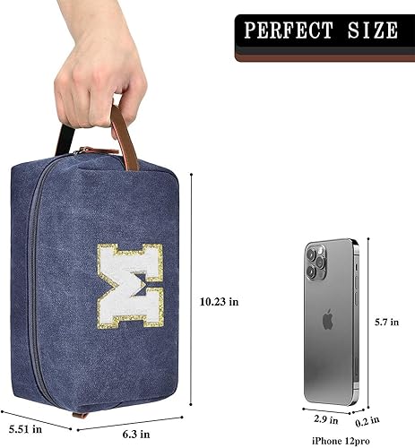Miniatura 2 de UTOTEBAG Neceser de iniciales para hombre, regalos de Navidad, Azul, Medium (3