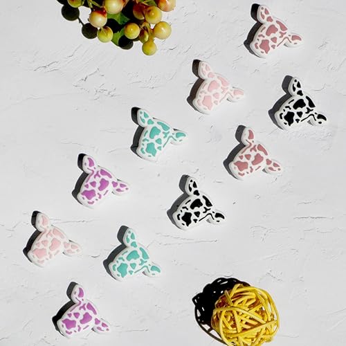 Miniatura 2 de Cuentas de silicona en forma de vaca, 20 cuentas focales en 5 colores para bolígrafos, arte, manualidades y joyería, estampado de vaca, dijes de