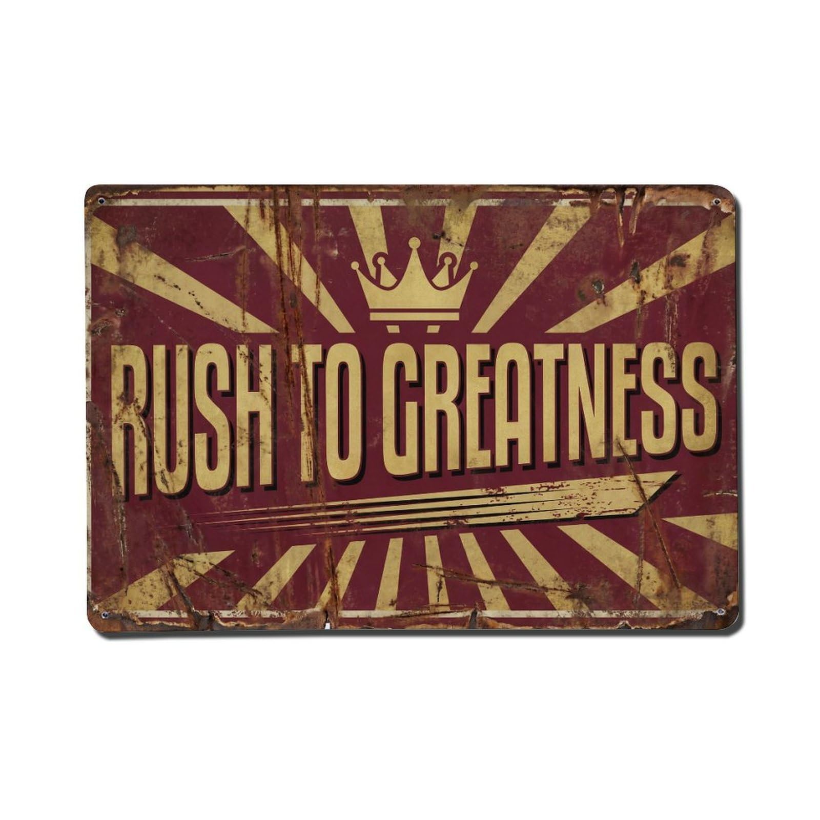 Rush to Greatness Hurry Retro Motivational Slogans Vintage Metal Tin Sign Wall Decor for Cafe, Club, Garden Metal Poster 8x12Inch