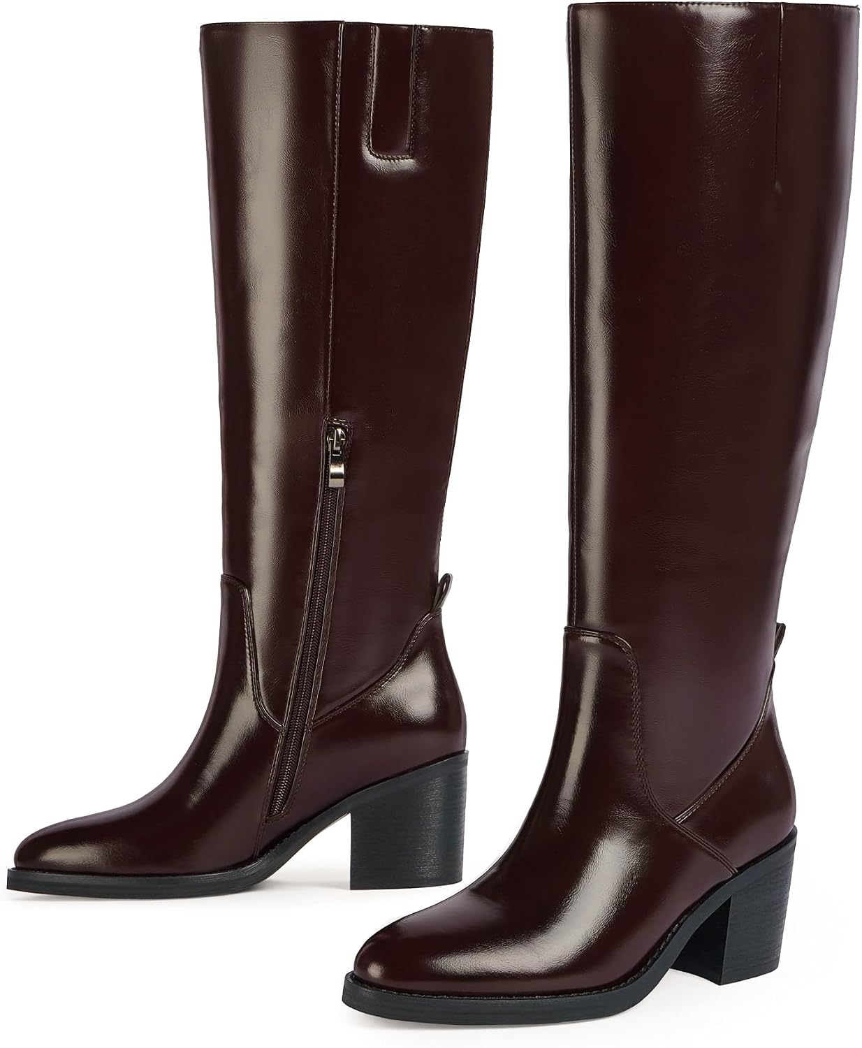 QIY Women's Knee High Boots Chunky Heel Tall Fall Boots | Classic Riding Style, Roomy Round Toe, Zipper For Easy On & Off, Fits All Occasions, Great For Fall & Winter
