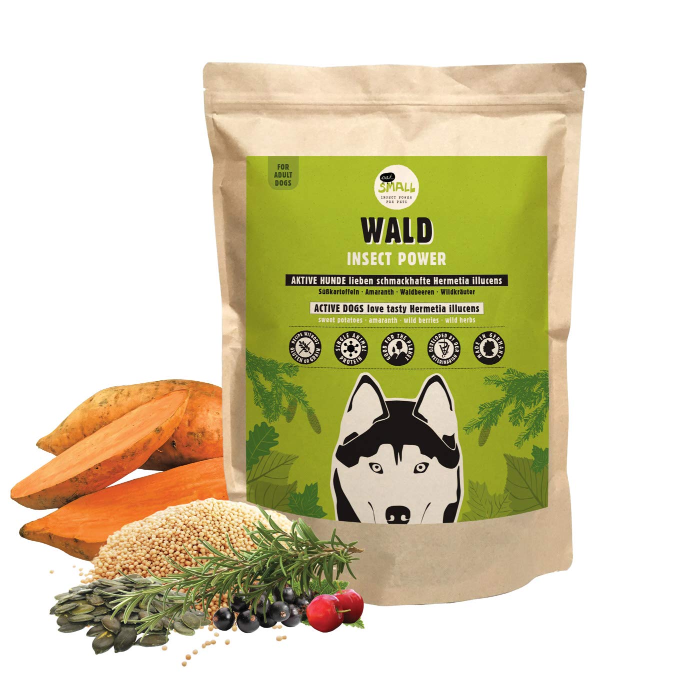 eat small Wald Proteinreiches Hundefutter aus Insekten fr aktive Hunde,  1er Pack (1 x 2000 g) : Amazon.de: Haustier