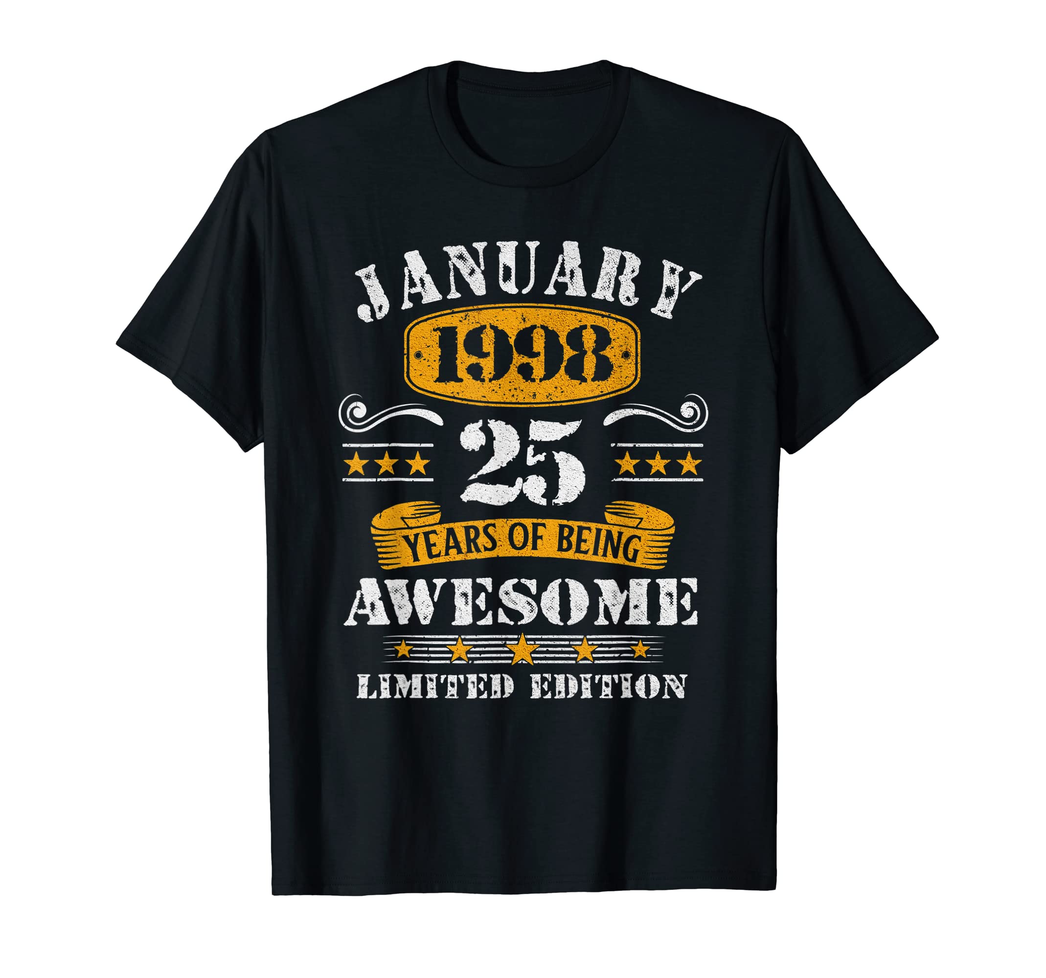25 Years Old Gifts Vintage 25th Birthday Since January 1998 T-Shirt