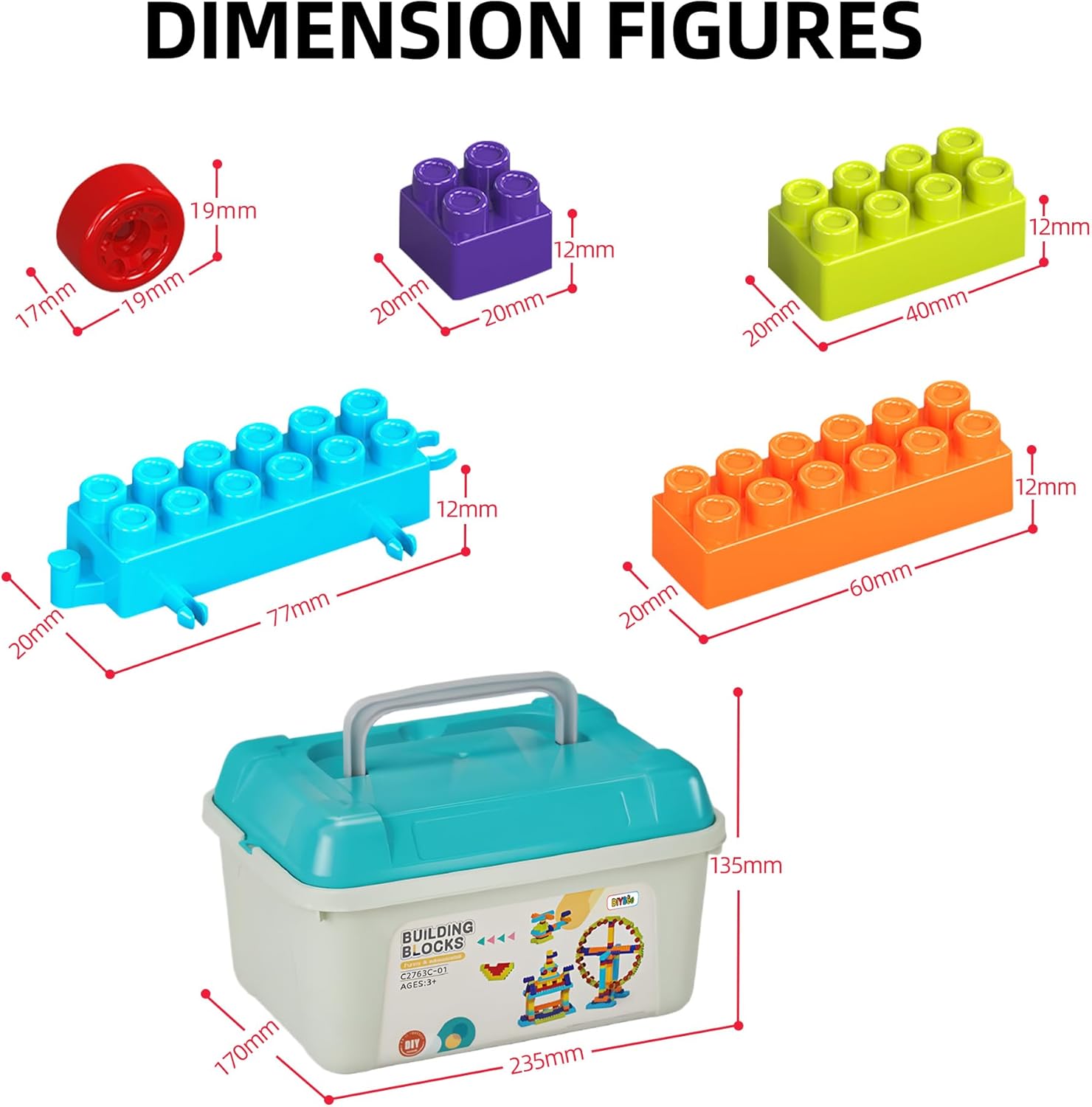 Building Blocks for Toddlers & Kids 200 Pcs Toy Building Sets - STEM Educational Number Blocks Toy Little People Sets, Mega Interlocking Building Blocks for Toddlers and Kids