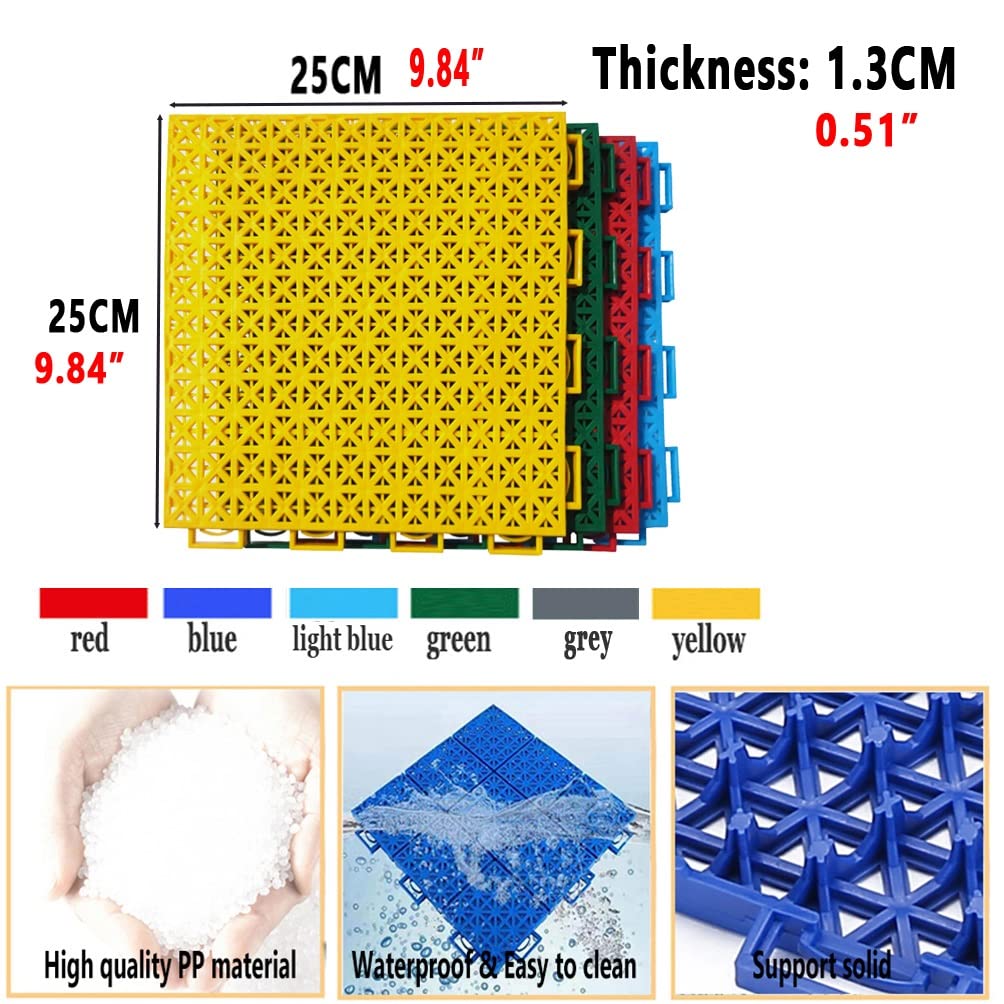 Piastrelle modulari ad Incastro da 25 cm per pavimentazioni Sportive, Ideali per parchi Giochi, campi da Basket, Bordi Piscina, scantinati, terrazze, Giardini per Animali Domestici e Come Ta
