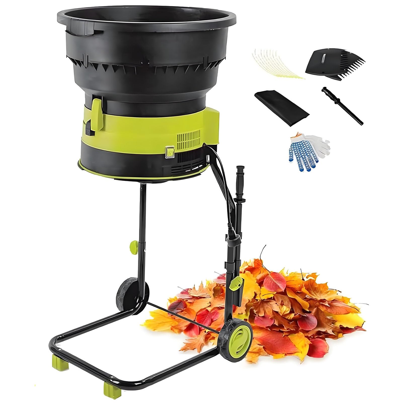 Trituradora de jardín, trituradora de Hojas, trituradora de Compost eléctrica con Cable, relación de trituración 17:1, trituración de Madera y residuos de jardín. LeafShredder+NoPowercord
