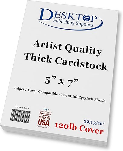 Cartulina blanca prémium de 5 x 7 pulgadas, cubierta de 120 libras, acabado de cáscara de huevo de calidad de dibujo de artista, para invitaciones,