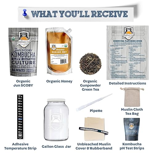 Miniatura 2 de El kit completo de iniciación de preparación de cerveza de Jun Kombucha, orgánico - Haz Jun Kombucha en casa