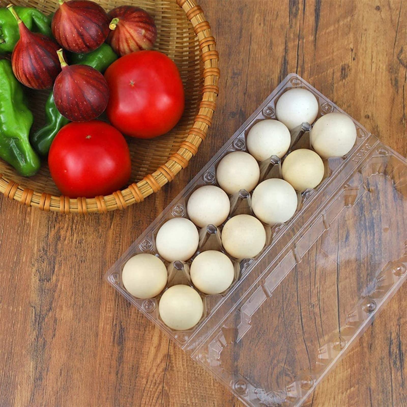 Compartimiento de Huevos para refrigerador Cartones de Huevos de plástico Soporte de Bandeja de Huevos de Pollo Transparente a Granel para pastos Familiares