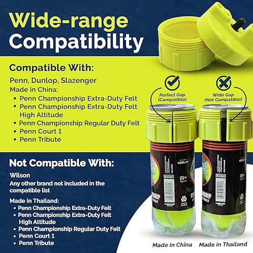 Miniatura 2 de BALL RESCUER Presurizador de pelota de tenis convierte el contenedor de pelota de tenis compatible en un presurizador de pelota de 30 psi y prolonga