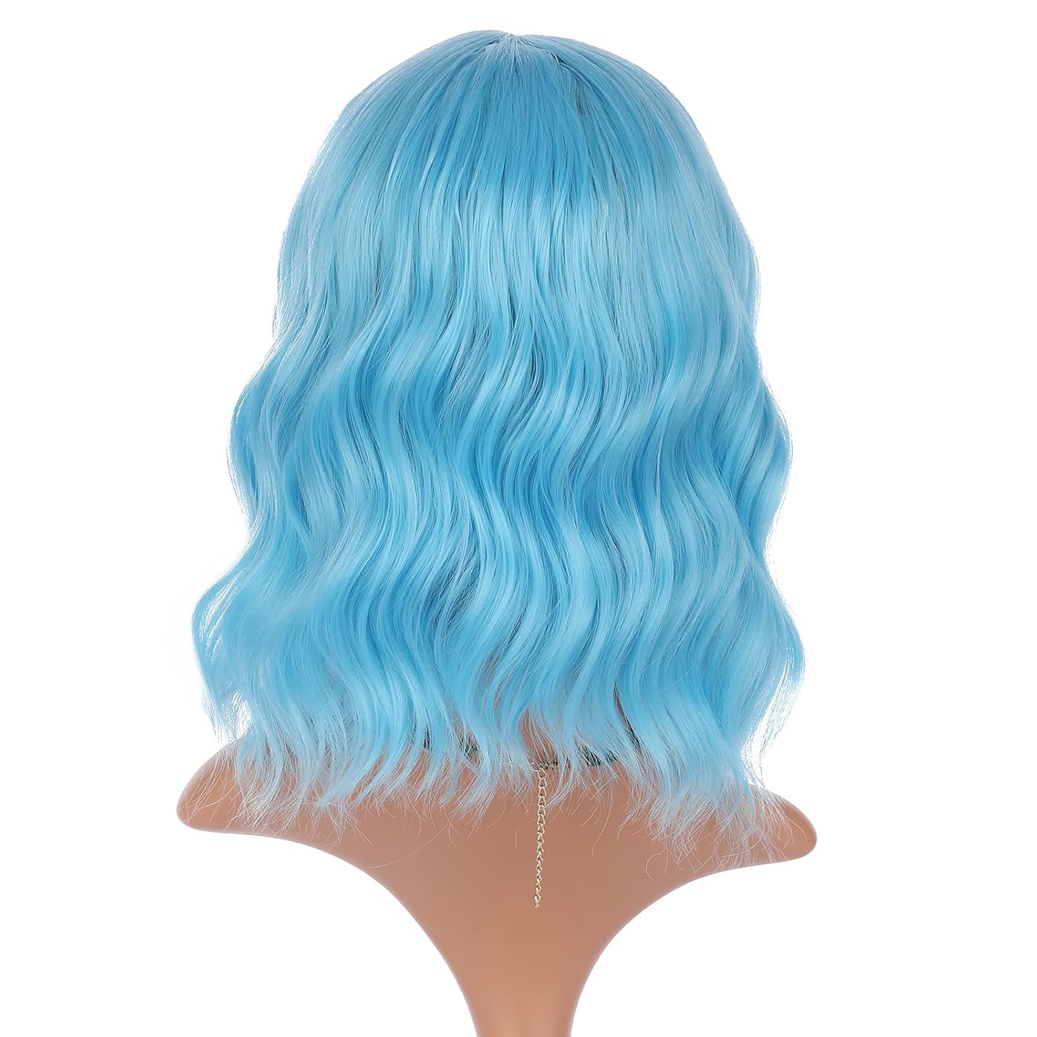 eNilecor Blue Wig, Short Colored Wigs Bob Wig for Women, Natural Wavy Colorful 14 Inch Middle Part Synthetic Wig for Cosplay Party Costume Sky Blue - Image 7