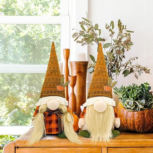 Miniatura 8 de Decoraciones de Acción de Gracias para el hogar - Decoración de otoño - Linda muñeca de felpa de gnomos de Acción de Gracias para oficina, interior,
