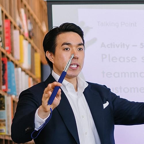 Miniatura 6 de Puntero telescópico, puntero de enseñanza, con función de escritura capacitiva, punta de bolígrafo reemplazable, con cordón (azul)