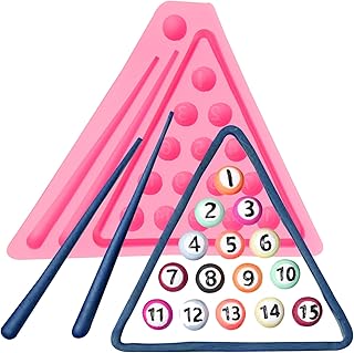 Mini Billiard Balls Set Resin Casting Mold, Pool Table Triangle Ball Rack Silicone Molds for Cake Decoration Candy Cupcake Topper Cake Polymer Clay Crafts Epoxy Resin