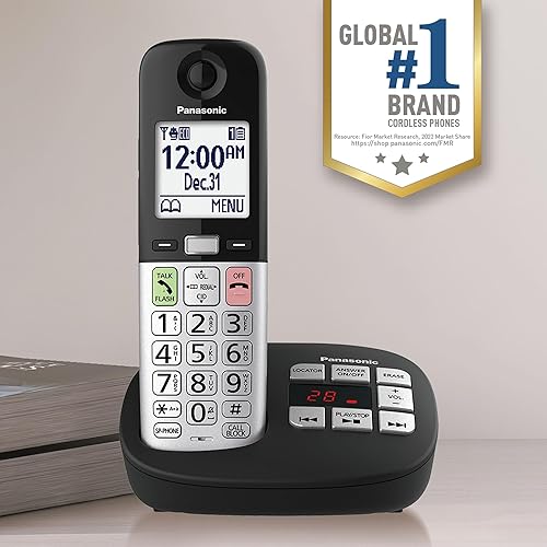 Miniatura 2 de Panasonic KX-TGU430B - Teléfono inalámbrico, fácil de usar con pantalla grande y botones grandes, tecla de favoritos intermitente, linterna Negro